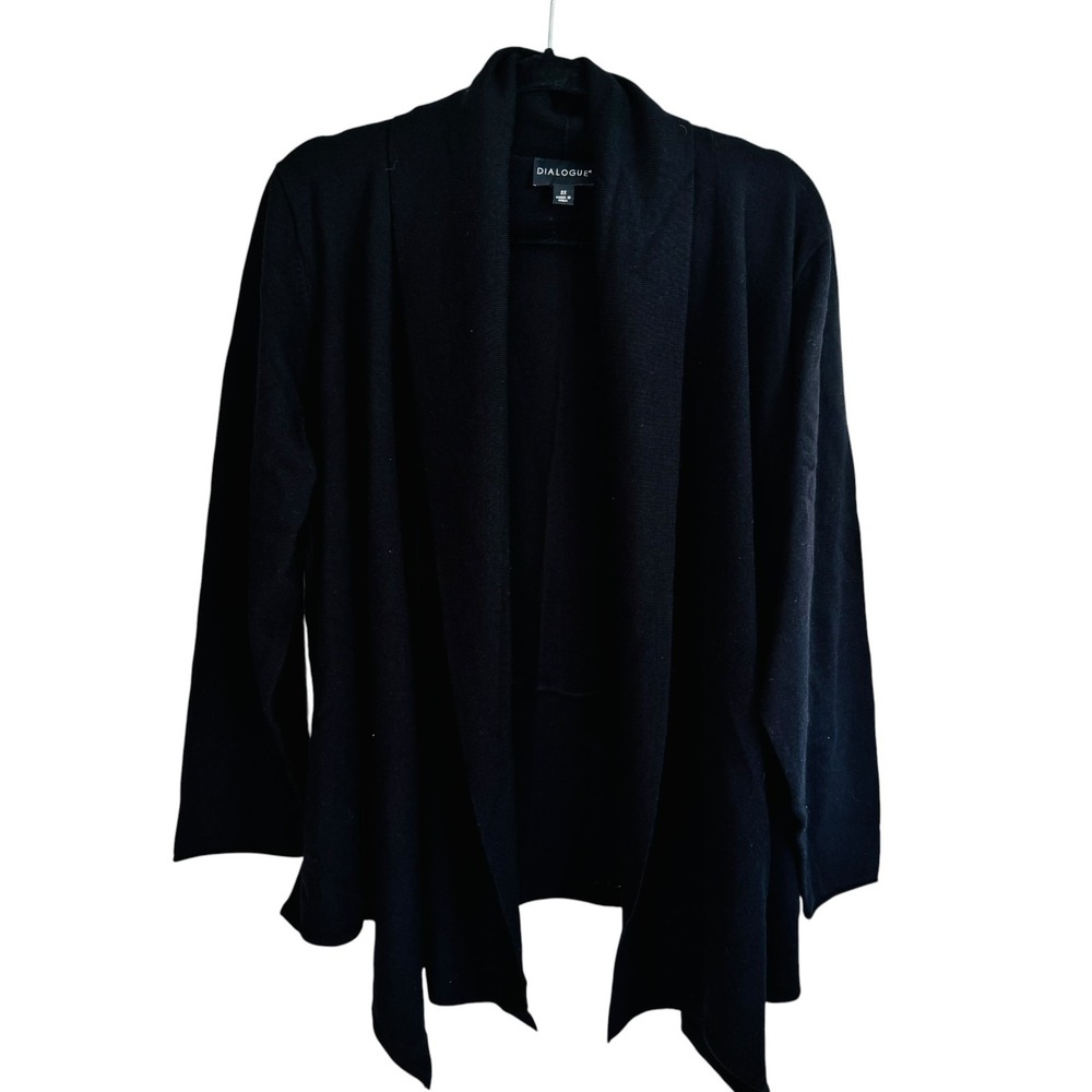 Capsule 100 Wool Cozy Cardigan Minimalist Quiet Luxury Lagenlook Womens 2X Black